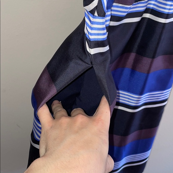 Banana Republic 100% SILK Striped Ruffle Shift Dress size 4P small - Picture 8 of 13